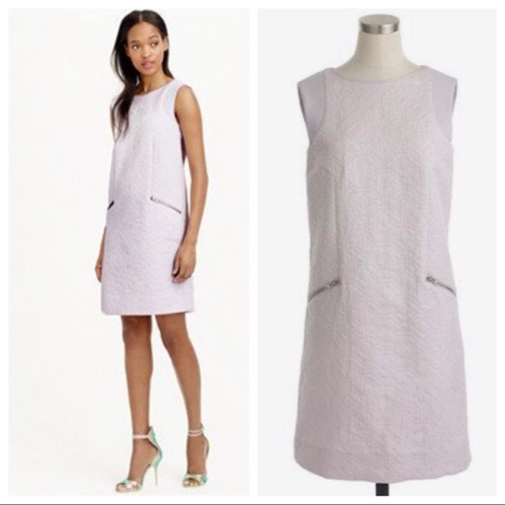 J. Crew Jacquard Zip Pocket Shift Dress - Lilac XS